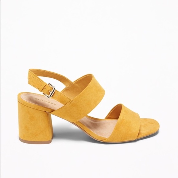 Old Navy Faux-Suede Slingback Block Heel Mustard - Picture 4 of 6